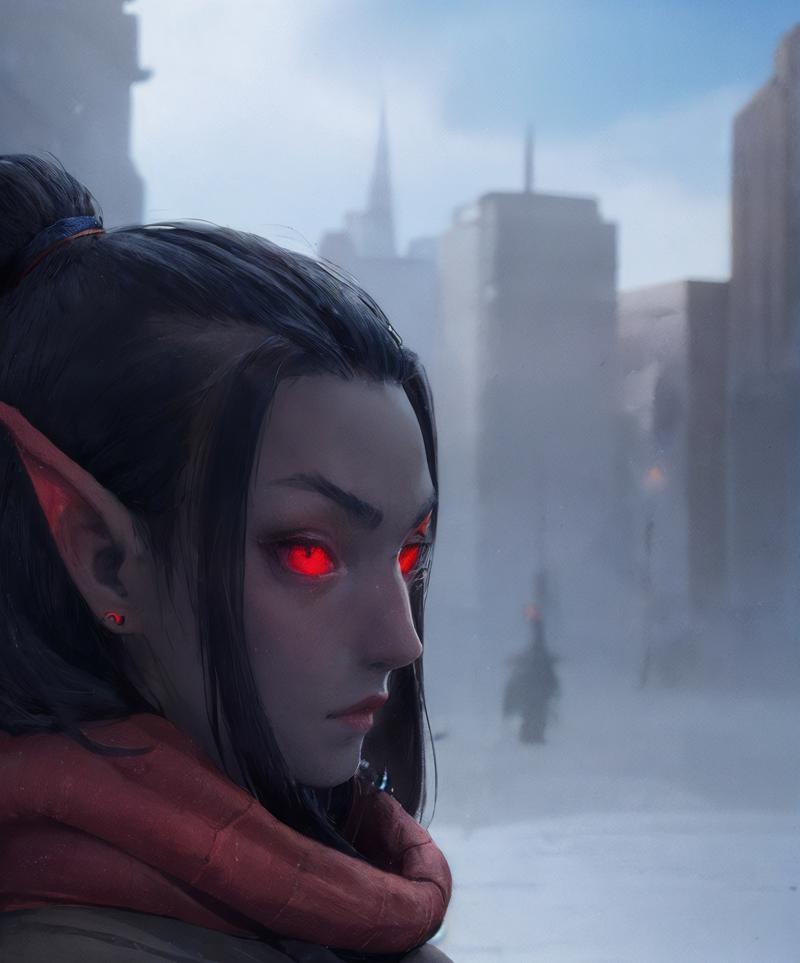 168647-2316965753-1girl, dumner, blue grey skin, glowing red eyes, city, morrowind, fantasy,  armor portrait, making a face,__lora_morrowind-races.jpg